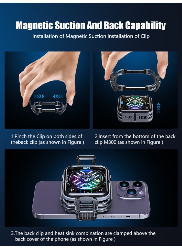 مبرد للهواتف/الأجهزة اللوحية - مروحة ألعاب فائقة التبريد بقوة 30 واط مع مشتت حراري من الجرافين، وحامل مغناطيسي ومشبك - مروحة تبريد للهواتف الذكية والأجهزة اللوحية وأجهزة iPad وSteam Deck (مثالية لألعاب PUBG Mobile وCOD وغيرها) - Image 5